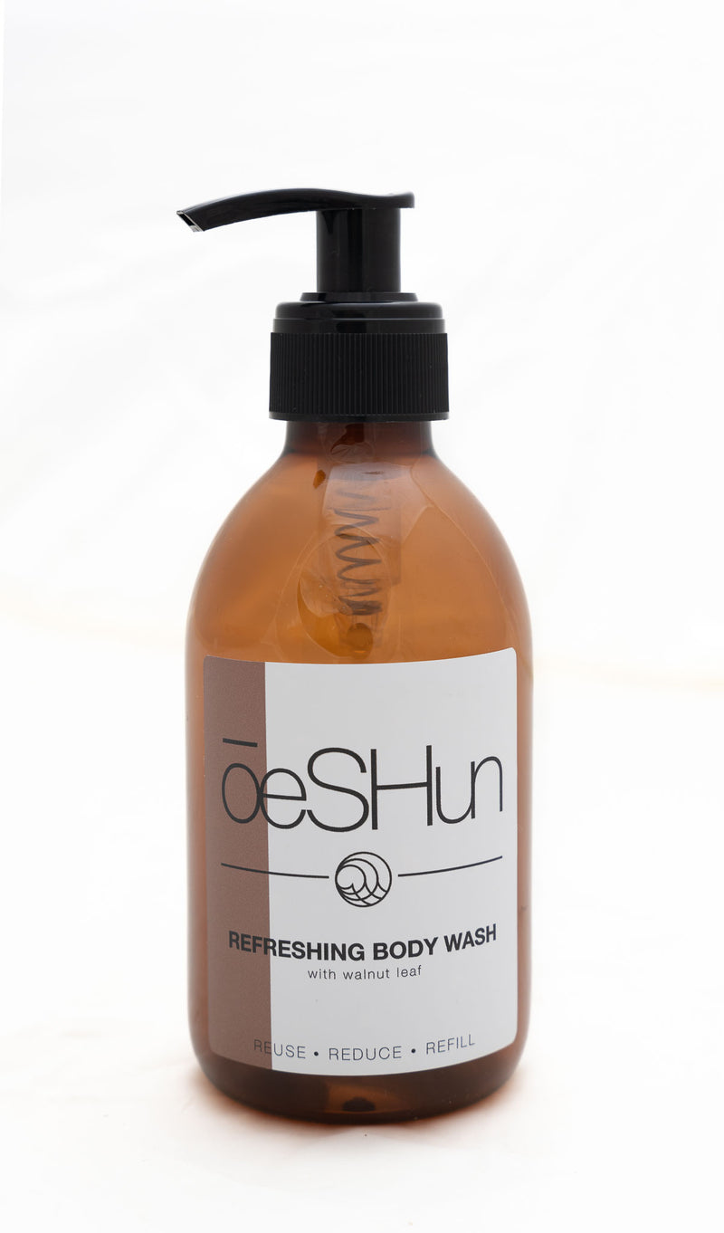 OeSHun Walnut Leaf Body Wash Bottles Labels